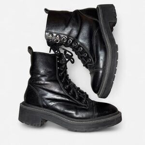 River Island Women's Black Laced and Zipper Combat Boots